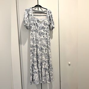 Smith & Quinn Puff Sleeve Amalfi Coast Print Dress (L)